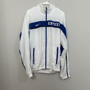 Nike Dri Fit White and Blue Kentucky Warm Up Jacket